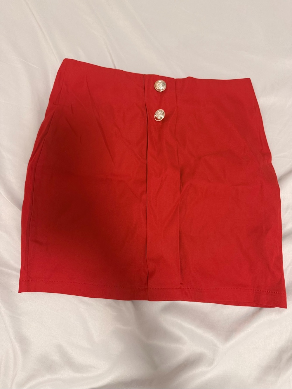 SHEIN Red High-Waist Button-Front Mini Skirt